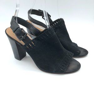 Tahari Womens Sandals Slingback Faux Suede Open Toe Block Heel Black 8